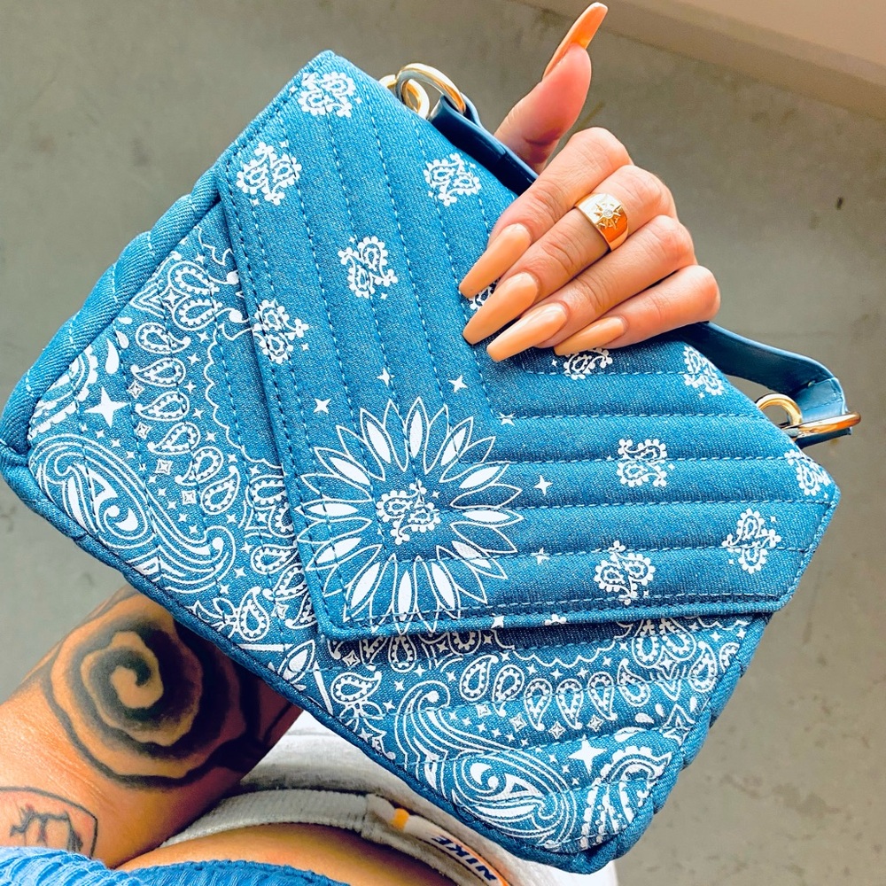 Blue Denim Quilted Paisley Women's Bag
